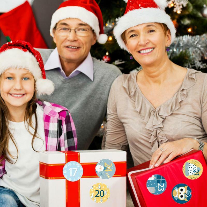 1 buah 24 Hari Natal kedatangan kalender nomor stiker multi-fungsi hadiah kemasan perekat label penyegelan stiker dekorasi