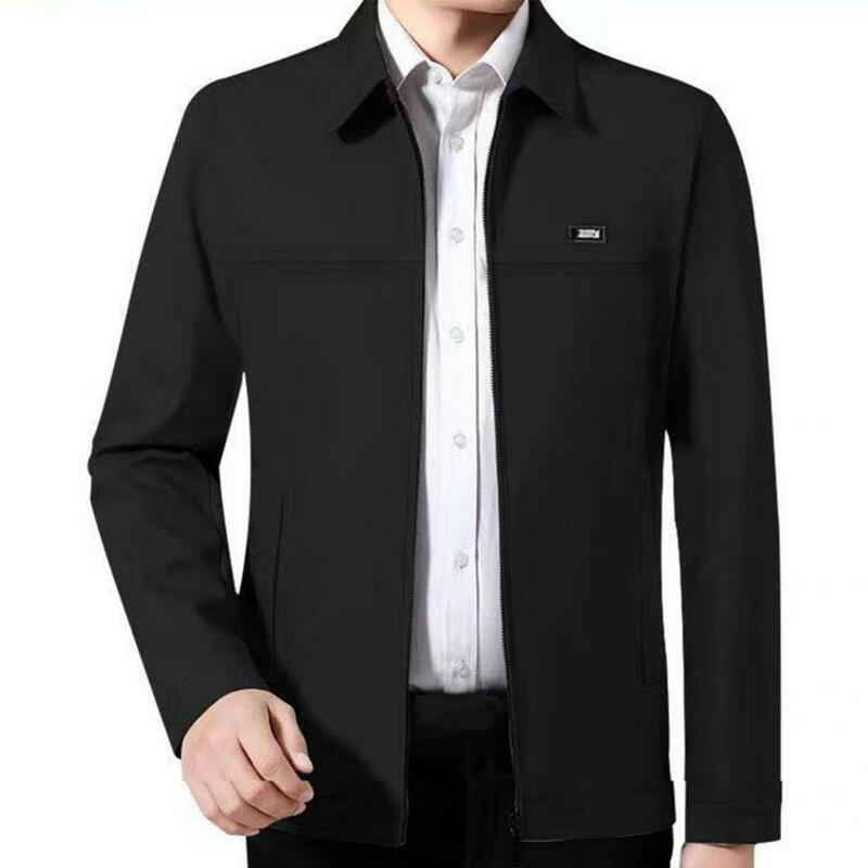 Great  Spring Jacket Loose Leisure Men Coat Zip-up Warm Spring Coat for Going Out