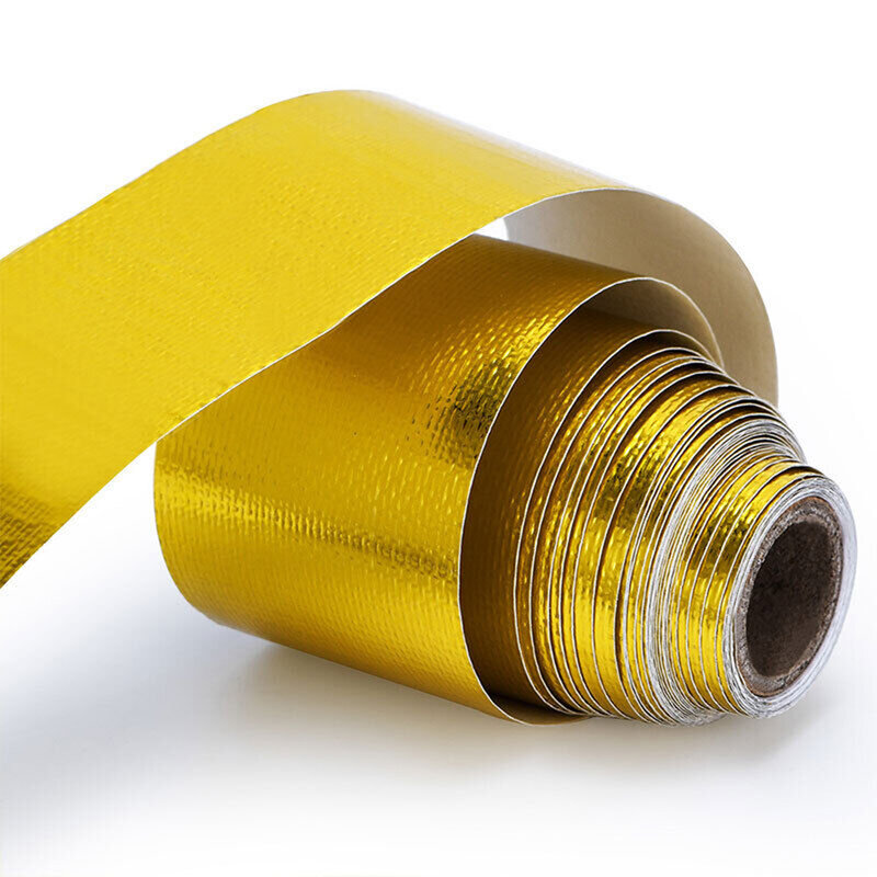 Durable Glass Fiber Heat Shield Wrap- Continuous 5m Coverage - Eye-catching Golden Design 5cm*5m/0.8in*16.4ft
