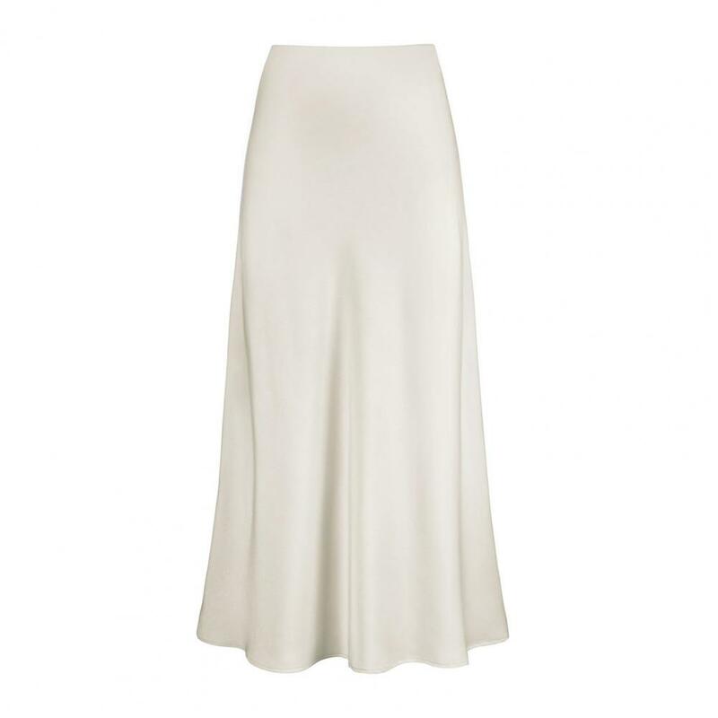 Women Fishtail Skirt Spring Summer Maxi Skirt Elegant Silky Texture Maxi Skirt for Women High Waist Solid Color for Spring