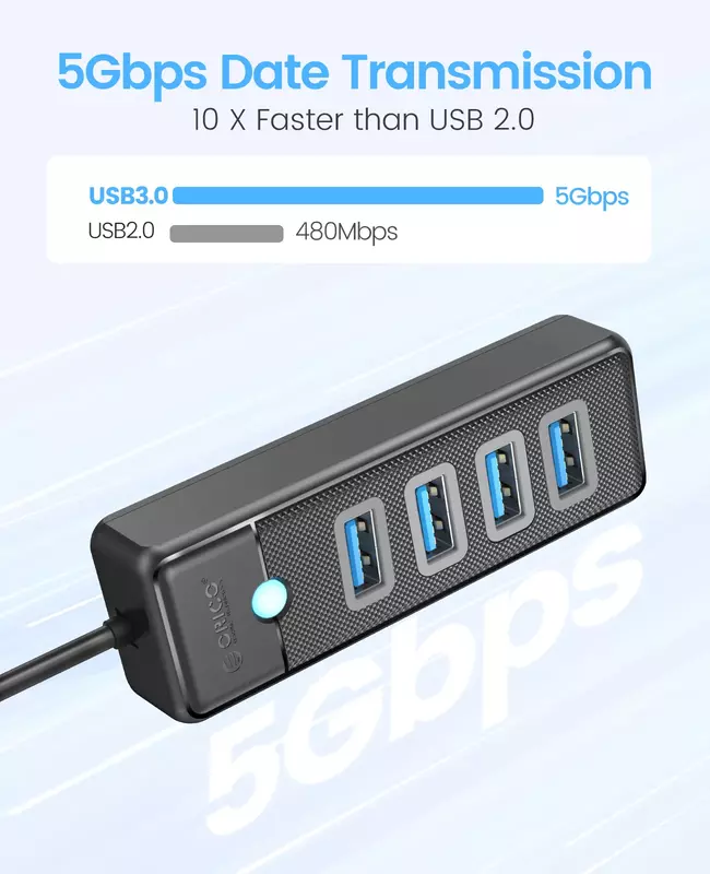 ORICO-Multi Type C Splitter, 4 Ports, USB 3.0 HUB, 5Gbps, High Speed, OTG Adapter for PC, Computer Accessories, Macbook Pro