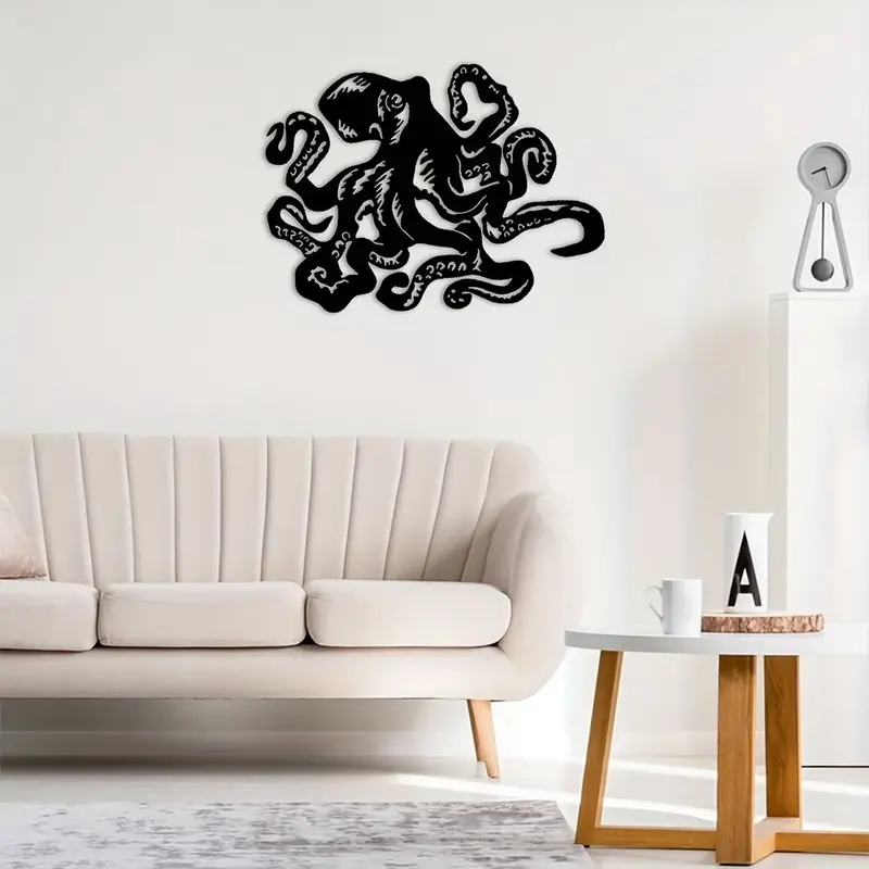 1pc The Octopus Beach Coastal Steel Metal Wall Art,Metal Wall Art Interior Decoration Home Wall Hangings