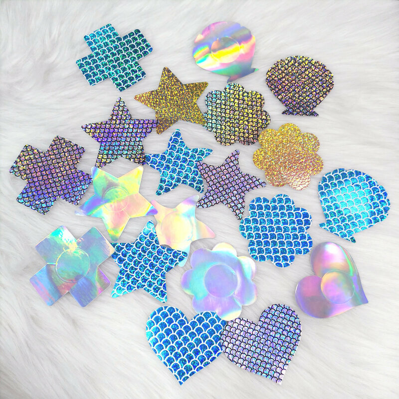 Invisible Disposable Breast Patch clover laser sequins Women's Breast Lift Tape Chest Stickers Bara Nipple Covers