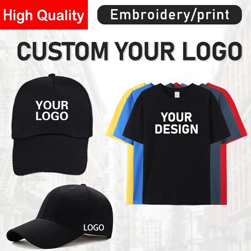 XD Professional Custom Design Printed or Embroidered Logo Name Letters For Men's T Shirts Baseball Caps Women Dad Hats Snapback