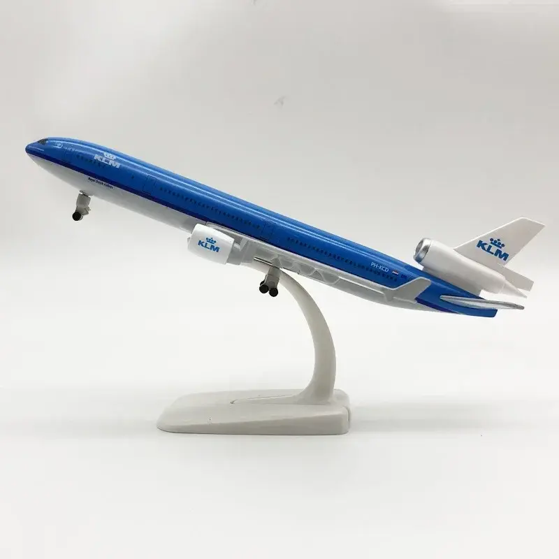 Países Baixos KLM Airlines MD-11 Avião Modelo, Diecast Alloy Metal, Avião Modelo com Rodas, Avião, 20cm
