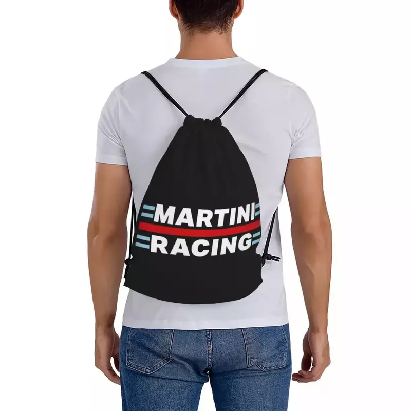 Martini กระเป๋าเป้สะพายหลังสำหรับแข่ง, กระเป๋าแบบพกพาแฟชั่นมีเชือกรูดกระเป๋ากีฬากระเป๋าหนังสือสำหรับโรงเรียนท่องเที่ยว
