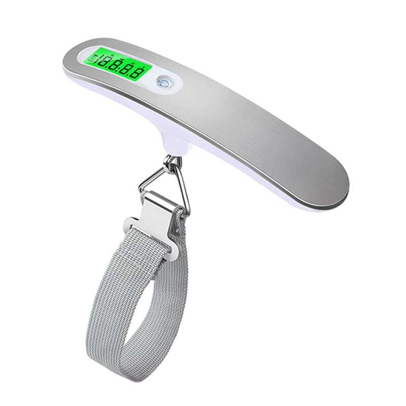 LCD Digital Hanging Scale Luggage Suitcase Baggage Weight Scales with Belt for Electronic Weight Tool 50Kg/110Lb, Silver