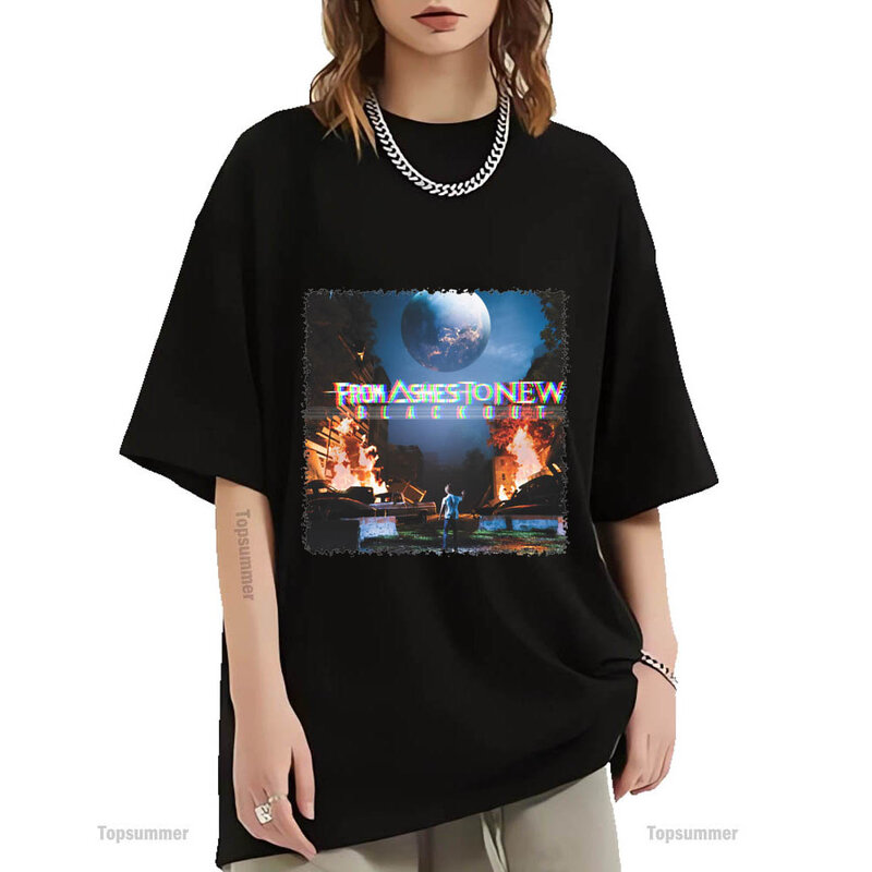 Koszulka z albumu zaciemnionego z popiołu na nową koszulkę dla nastolatków w stylu Vintage Streetwear za duże koszulki wydruk graficzny koszulki