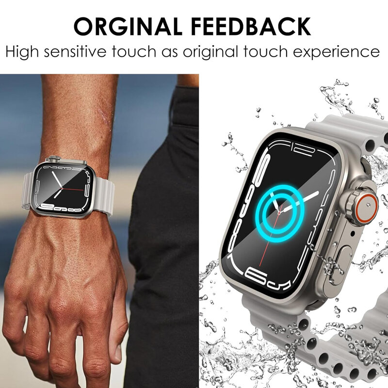 Cubierta protectora de pantalla para Apple Watch, carcasa dura de parachoques delantero y trasero para iwatch 9, 8, 7, 6, 5, 4, 44mm, 45mm, 40mm, 41mm