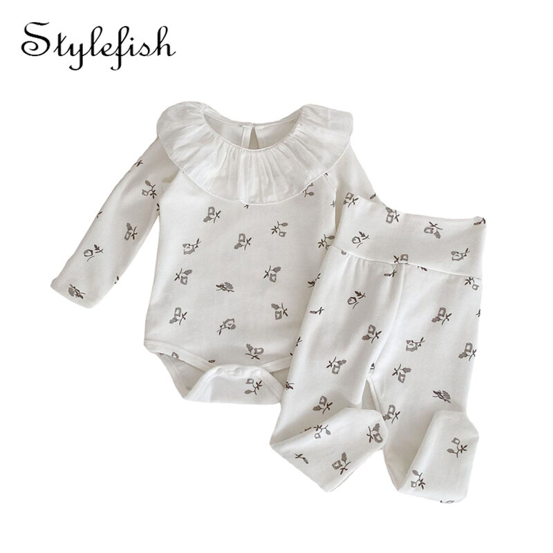 autumn infant clothes set long sleeve household clothes baby flower romper bottomed pantyhose suits