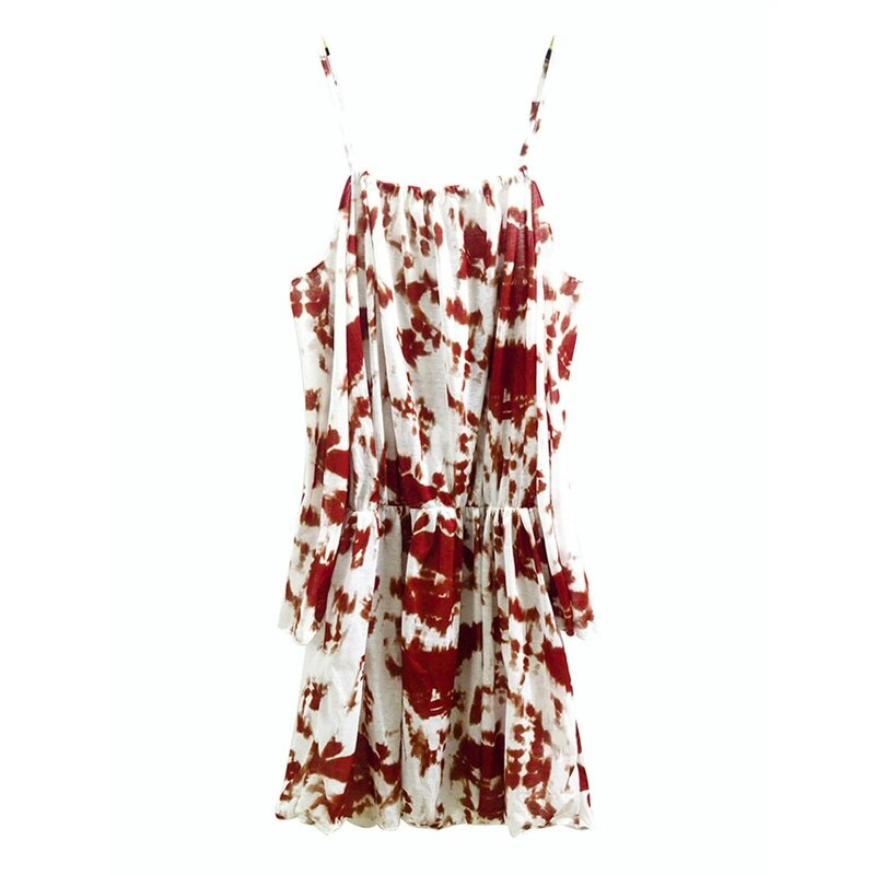 Artystyczna damska seksowna Mini sukienka z odkrytymi ramionami nadruk w stylu Boho z długim rękawem sznurowana sukienki typu Sling wakacyjnych letnia sukienka plażowa przedsionków