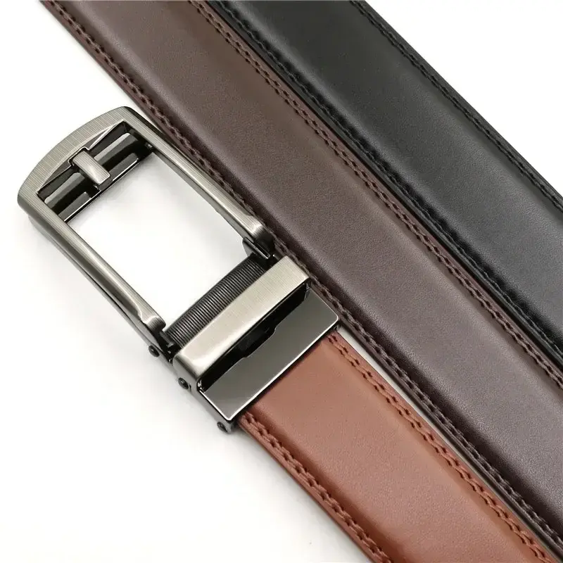 3.5cm Genuine Leather Men's Belt Alloy Automatic Buckle Two-layer Cowhide Business Casual Belt for Men Wholesale