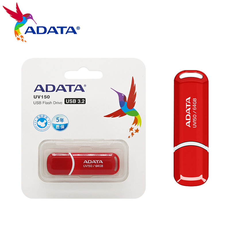 ADATA-UV150 USB Flash Drive, USB 3.2, Pen Drive, Aplica-se a todos os USB-A Dispositivo, 16GB, 32GB, 64GB, 128GB, 256GB, 100% Original