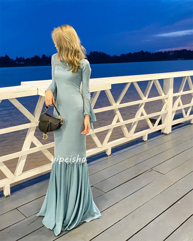 Платье для выпускного вечера, шифоновое платье с бисером в стиле Саудовской Аравии, ТРАПЕЦИЕВИДНОЕ ПЛАТЬЕ С V-образным вырезом, длинные платья на заказ