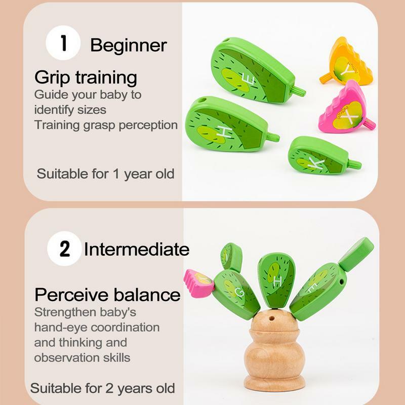 Balancing Cactus Toy | Unique Wooden Sorting Toys in Cactus Shape | Learning Education Toys for Festive Gift