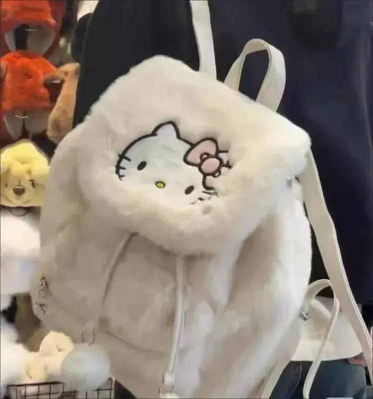 Модель 2024 года, милая плюшевая школьная сумка Kuromi Mymelody Kawaii, сумка на плечо, женская сумка, модный рюкзак