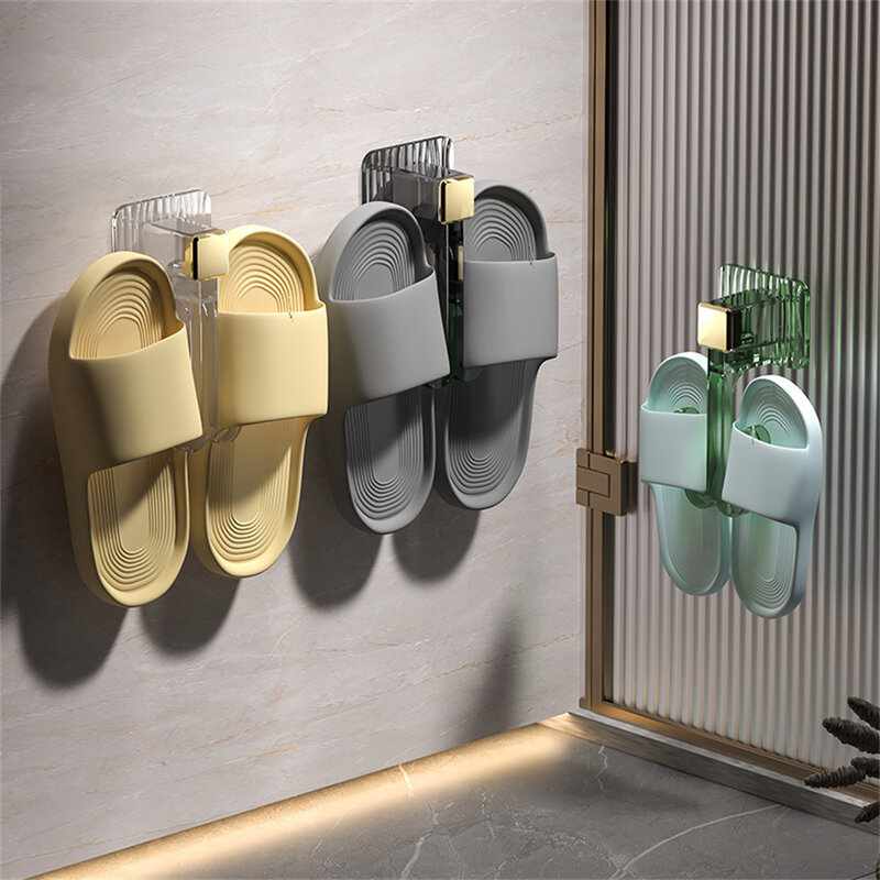 Bathroom Slipper Hook Household Space Saving Wall Mounted Anti Slipping Two Card Positions Design Bathroom Accessory Punch-free