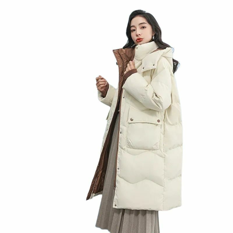 Abrigo con capucha de plumón para mujer, nueva moda de otoño e invierno de 2023, versátil y Simple, cálido.
