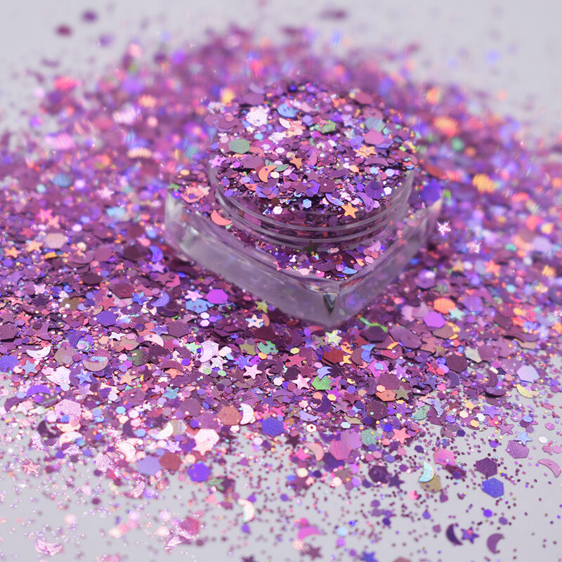 10 g/saco chunky mix glitter estrela holográfica flocos hexágono sparkly diy unhas manicure lantejoulas decoração acessórios