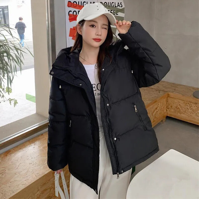 Jaket musim gugur wanita, Luaran berkerudung parka katun versi Korea musim gugur dan dingin 2023