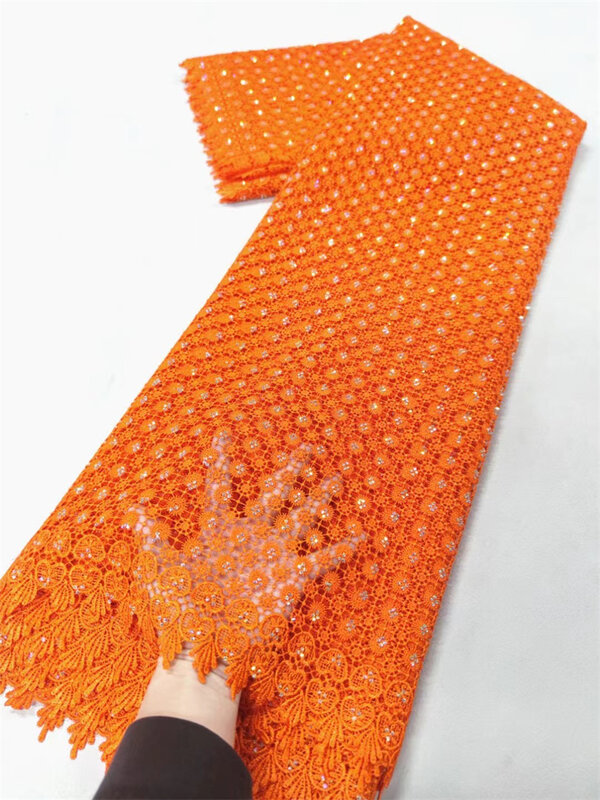 Tela de encaje de guipur africano para mujer, tejido de encaje nigeriano Soluble en agua para coser vestidos de fiesta, alta calidad, 2024