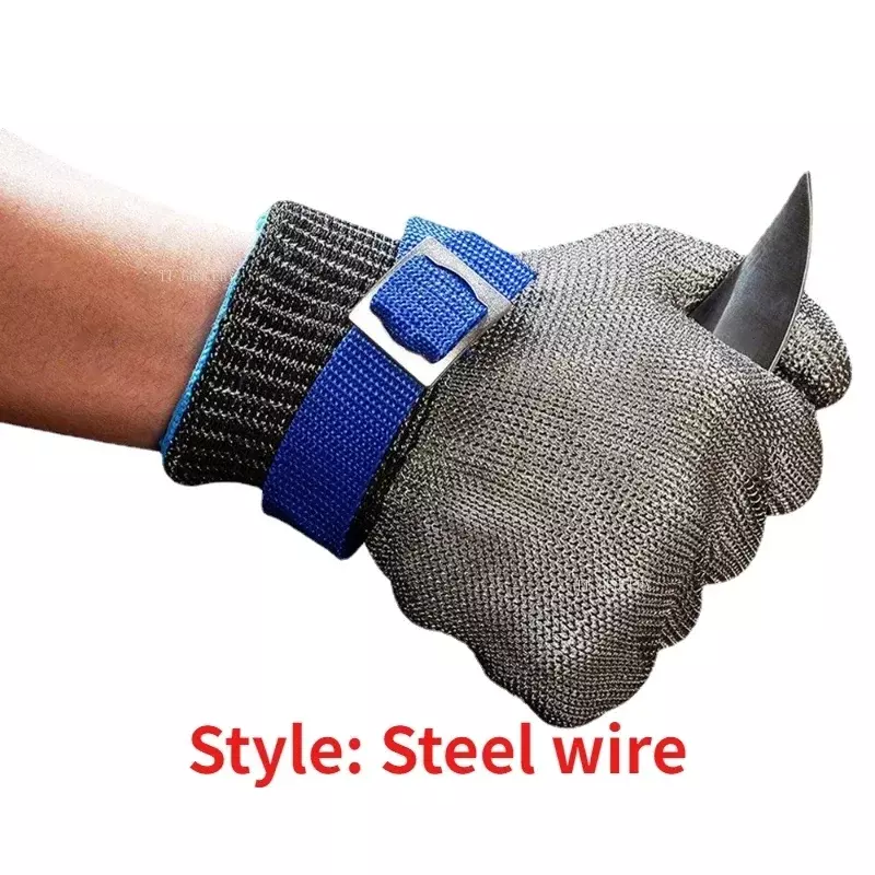 Stainless Steel Grade 5-9 Anti-cut Wear-resistant Slaughter Gardening Hand Protection Labor Insurance Steel Wire Gloves 1PC
