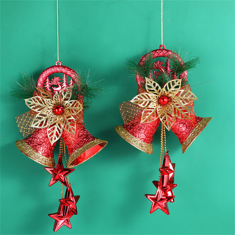 Рождественские колокольчики, украшение, золотой цветок, подвеска, украшения для елки, для дома, искусственное оформление, новогодние подарки