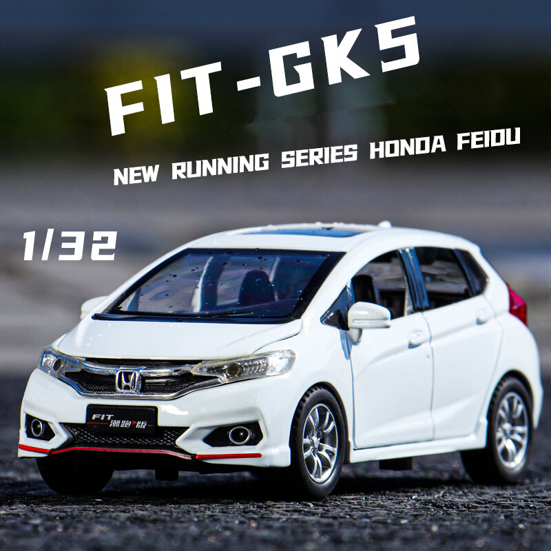 1/28 HONDA Fit GK5 Alloy Car Model Diecasts Metal Toy Sports Car Vehicles Model Simulation Sound and Light Collection Kids Gifts