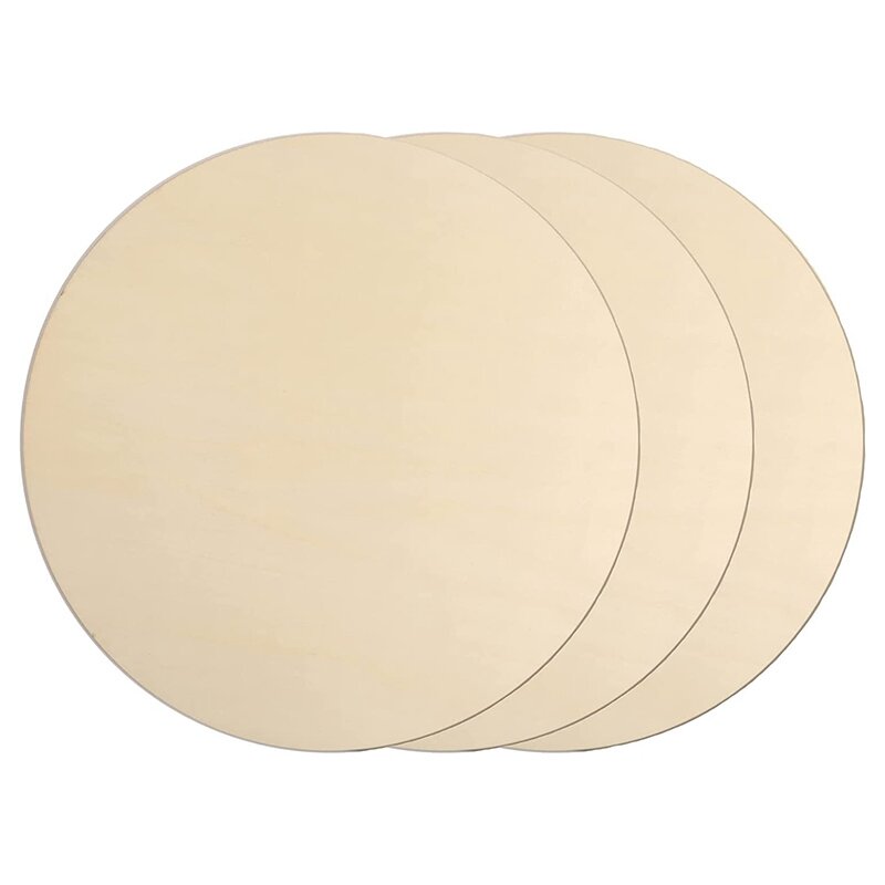 3Pcs 12 Inch Wood Circles For Crafts, Unfinished Blank Wooden Rounds Slice Wooden Cutouts For DIY Crafts