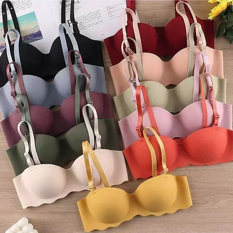 Sexy Bras Push Up Seamless Underwear Women Solid Color Wireless Lingerie Feamle One-pieces Gather Convertible Straps Brassiere