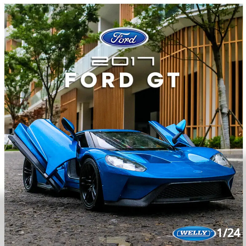 Модель автомобиля WELLY 1:24 2017 Ford GT, модель игрушечного автомобиля из металлического сплава, детская игрушка, подарок, Коллекционная модель, игрушка в подарок, B122