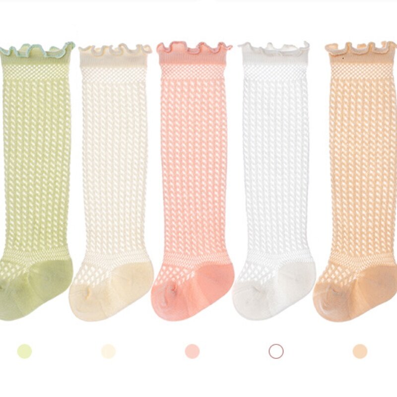 Hot Cute Baby Soft Socks Baby Long Mosquito Socks Cotton Mesh Summer 2024