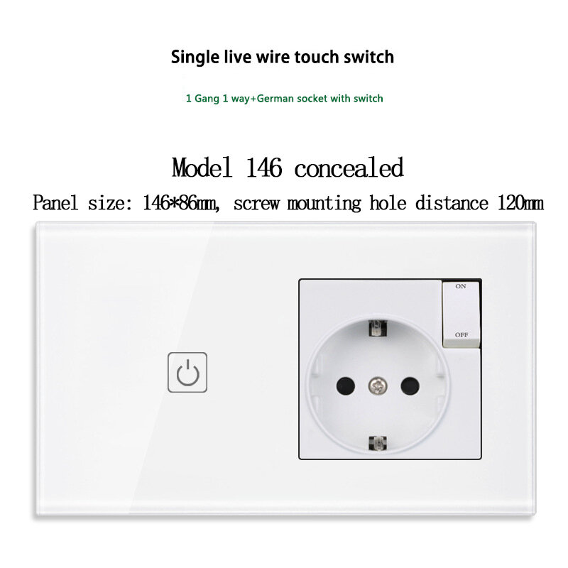 Type 146 Touch 1/2/3 Bende Switch + Duits Standaard Italiaanse Dual Usb En Type C Socket Panel Voeding Euro Meter Met Schakelaar
