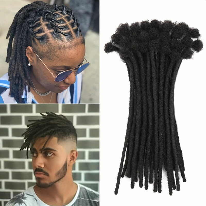 Handmade Dreadlocks 100% Human Hair Extensions Afro Kinky Curly Braiding Crochet Hair Braids 10-50 Strands For Men/Women