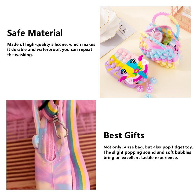 Pop Portemonnee Siliconen Sensorische Push Pop Bubble Bag Crossbody Tas Antistress Speelgoed Reliver Autisme Handtas Muntzak Voor Kinderen