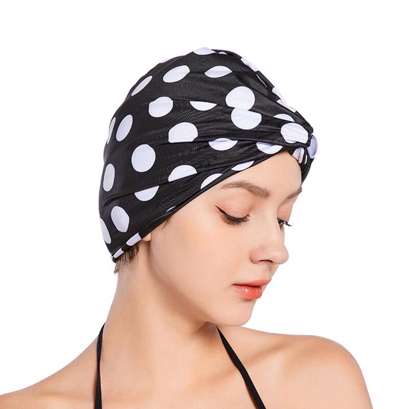 Cappello da piscina utile comodo cappello a cuffia per piscina da donna con Design annodato in poliestere per l'estate