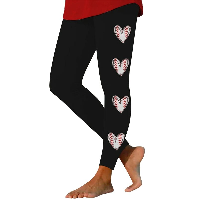 Spodnie do jogi z wysokim stanem damskie elastyczne legginsy z nadrukiem baseballu majtki domowe kobiet bawełniane z kieszeniami siłownia spodniami