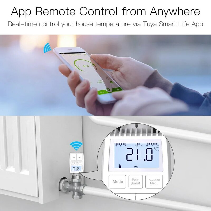MOES Tuya ZigBee 3,0 Kühler Antrieb Ventil Smart Thermostat Temperatur Controller Externe Sensor TRV Voice Control mit Alexa