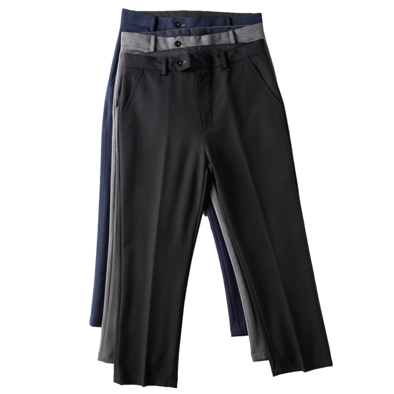 Pantalones de traje informales para hombre, pantalón de cintura elástica, pies pequeños, ajustados, estilo coreano, plisado, cónico, ropa de calle, W45