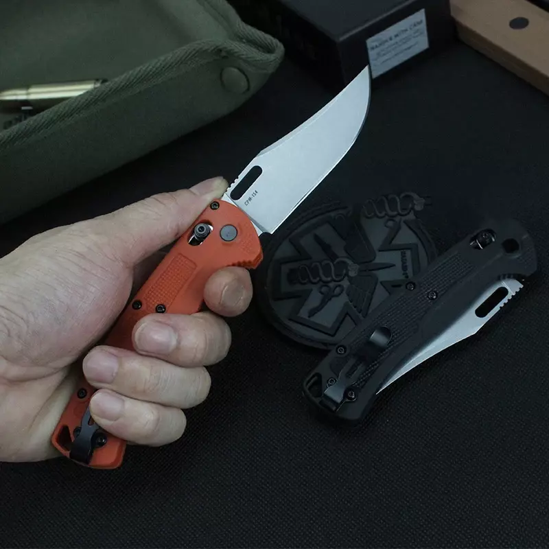 BENCHMADE-cuchillo táctico plegable para exteriores, herramienta EDC de bolsillo con mango de nailon, portátil, para supervivencia y acampada, 15535