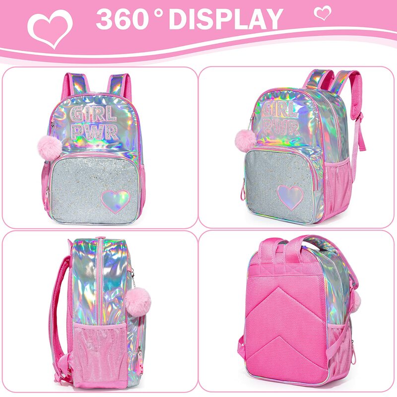 Рюкзак для девочек, школьные рюкзаки, детская прозрачная сумка для книг для учеников начальной школы и детского сада, полноразмерная дорожная сумка с ланч-боксом