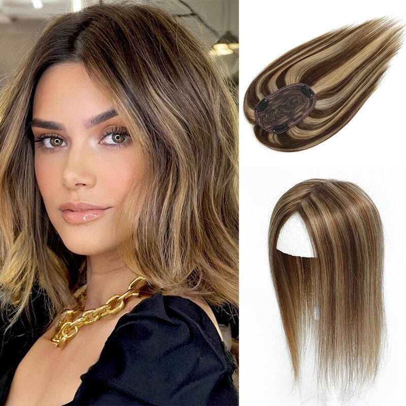 25-45cm Damen Haar Topper mit Clips 100% remy Echthaar Topper für dünnes Haar natürliche Farbe Clip in einem Stück Haar verlängerungen