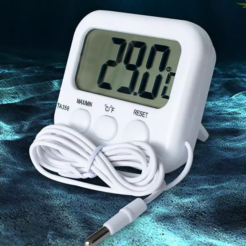 Termometer Digital LCD Mini stasiun berdiri sensor tangki air kulkas kolam renang dengan kabel 1.5M