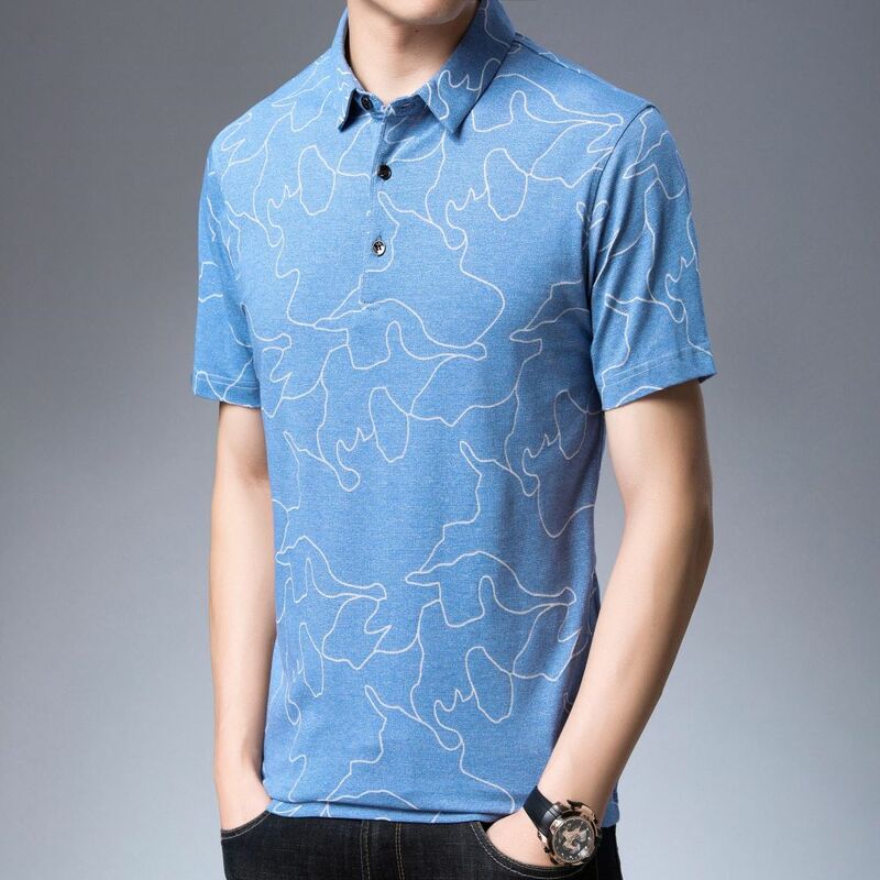 COODRONY Korean Fashion Abstract Pattern Top Low Profile Comfortable Casual Half Sleeve Summer New Men Clothing POLO-Shirt W5585