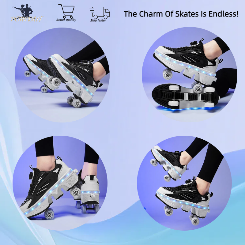 Boys Roller Skates 4 Boys and Girls Roller Skates Adult Outdoor Fashion Leisure Removable Luminous Roller Shoes