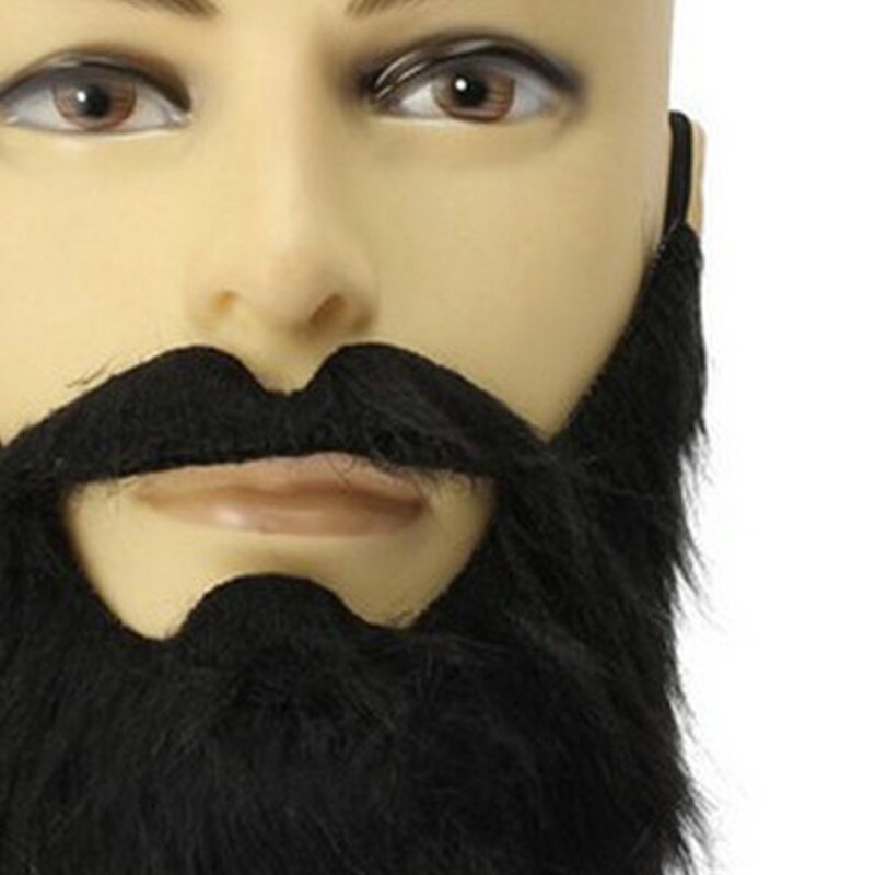 Y166 Halloween Fake Beard Lustige Fake Mustaches Kostüm Schnurrhaare Gesichtsbehaarung Verkleidung Zubehör mit verstellbarem