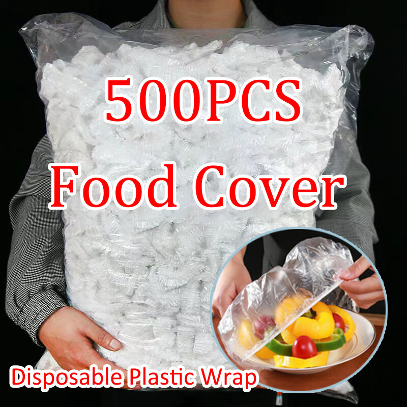 Cubierta de plástico desechable para alimentos, envoltura elástica para alimentos, tapas para frutas, tazones, tazas, sellador de alimentos frescos, bolsa de ahorro de polvo para Cocina