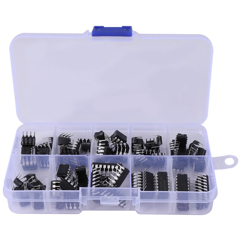 85 Pieces 10 Types Integrated Circuit Chip Assortment Kit, DIP IC Socket Set for Opamp Single Precision Timer Pwm