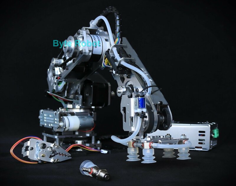 Große Last 4 dof Metall roboter arm mit Saugnapf pumpe Schrittmotor für Arduino Roboter DIY Kit industrielle 4-Achsen-Roboter Modell Klaue