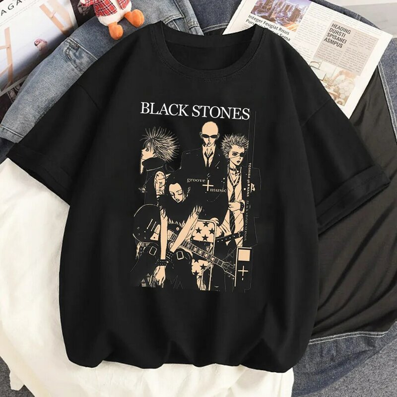 NANA Japanese Anime T-shirt Cartoon Print Unisex Tops Black Stones Streetwear Sweatshirt Men Women Tees Female